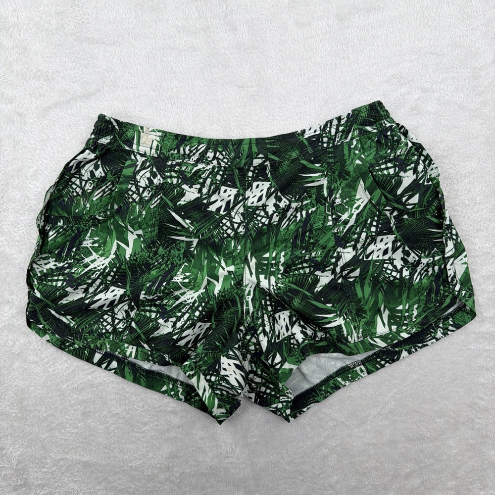 Athleta Small Kailua Palm Camo Athletic Running Shorts Green Lightweight Active